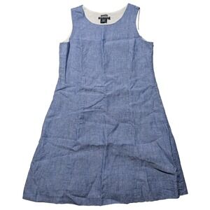 Island Company Linen Suger Shift Dress Blue Lined  - Women Medium